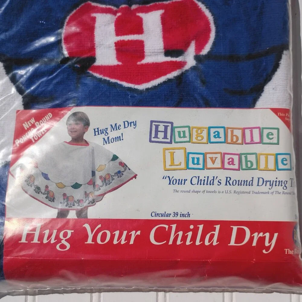 Hugable Luvable Round Poncho Towel Super Hero Boys Haircut Fabric Cape Vintage